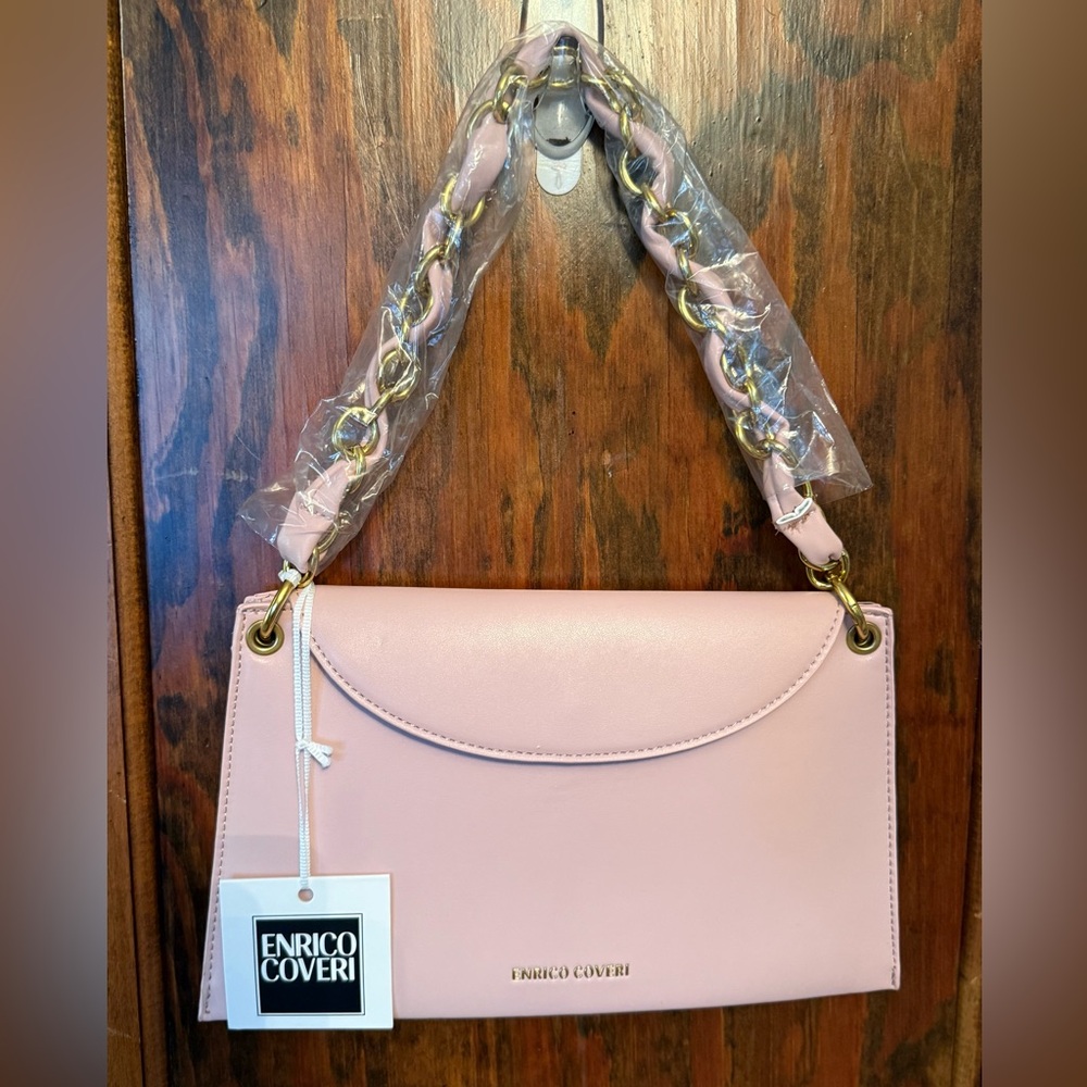 Anthropologie Enrico Coveri Shoulder Bag‎ Rosa Pink New EC2042# Gold Chain NWT